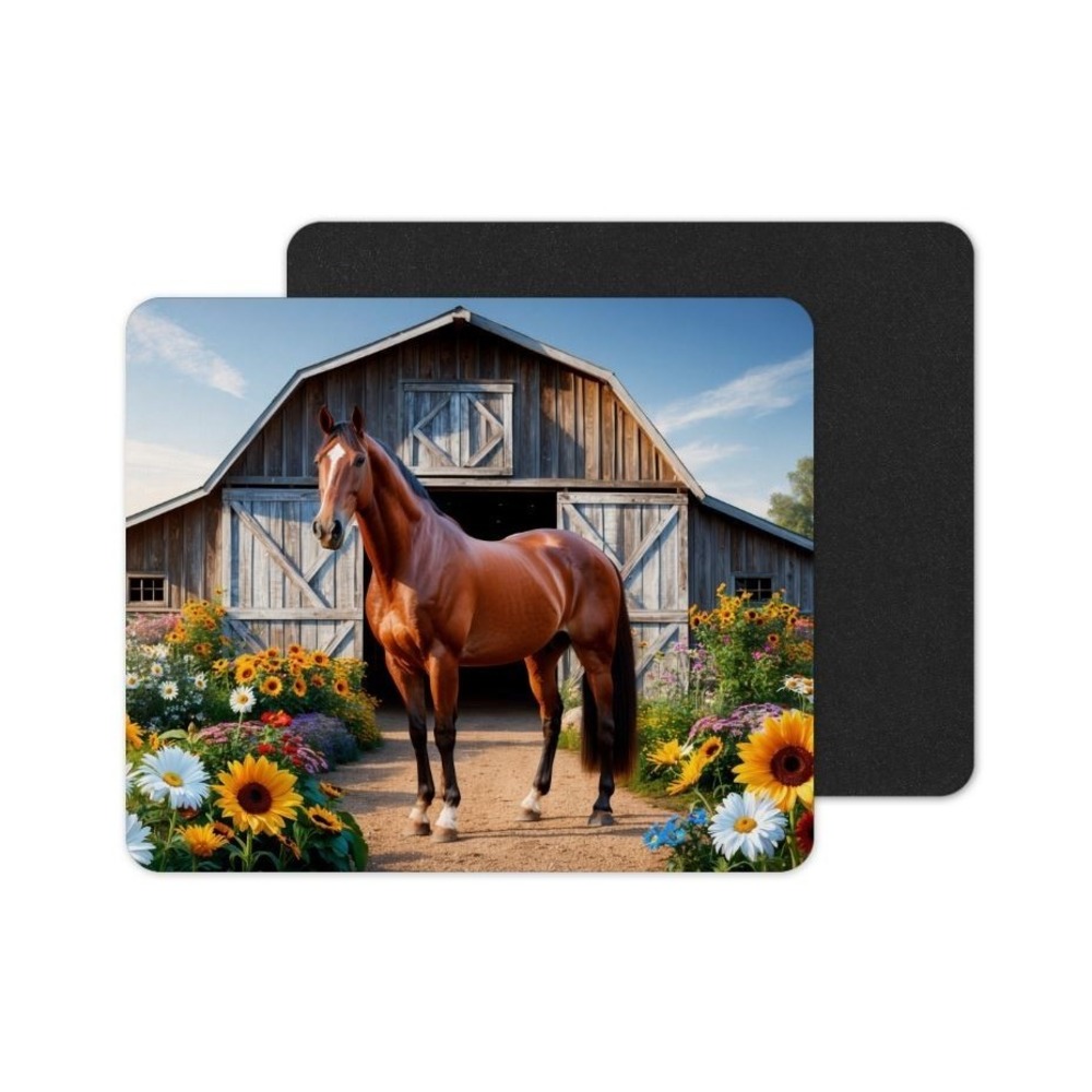 Horse At The Barn Mouse Pad: Vibrant Neoprene Computer Accessory‎